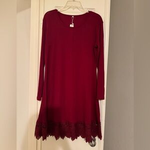 Elegant Burgundy Long Sleeve Dress